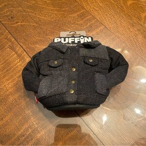 Puffin Drinkwear Pewter Black Denim Vest Drink Can Koozie Holder